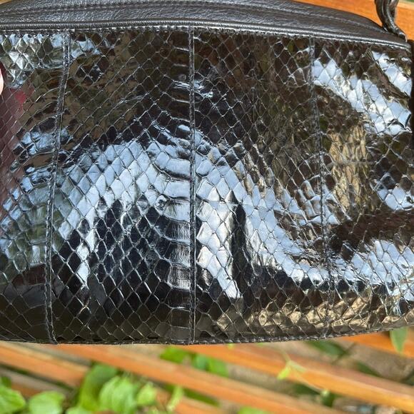 Giani Bernini snakeskin black leather purse VTG - Picture 4 of 9